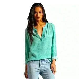 JOIE Marsher Textural Print Silk Blouse in Juniper size XS